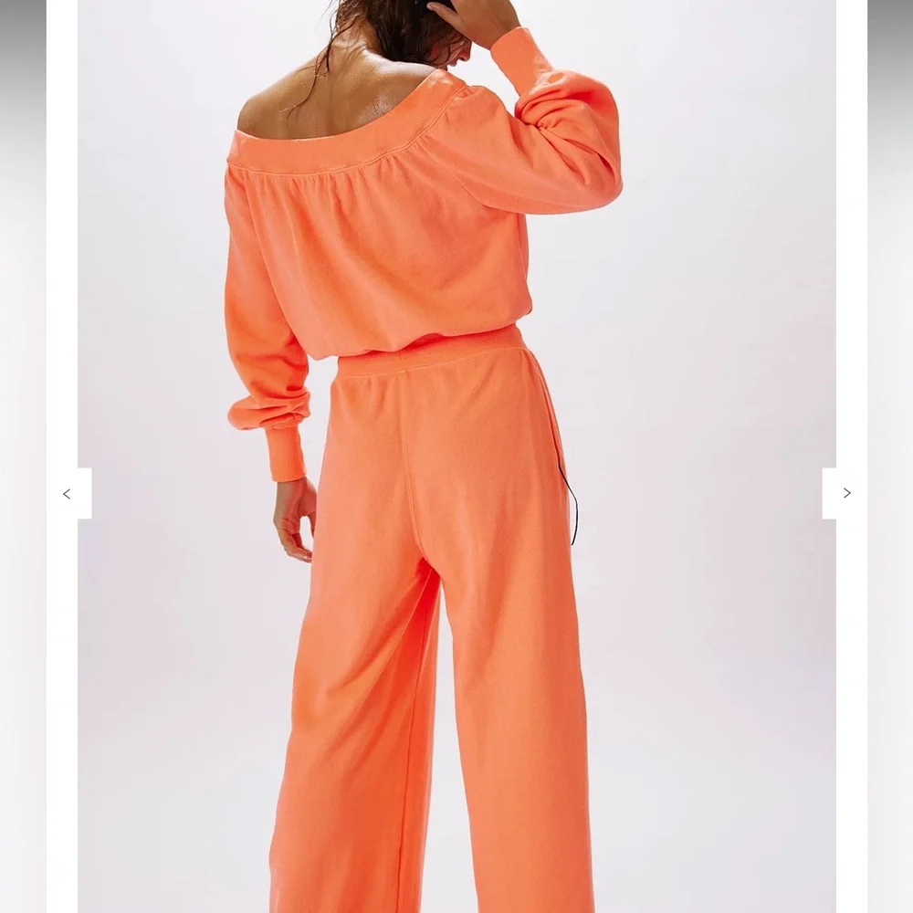 NWOT Free People Neon Coral Jumpsuit - Picture 3 of 5